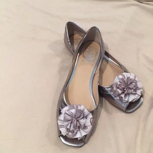 Silver Lilly peep toe flats